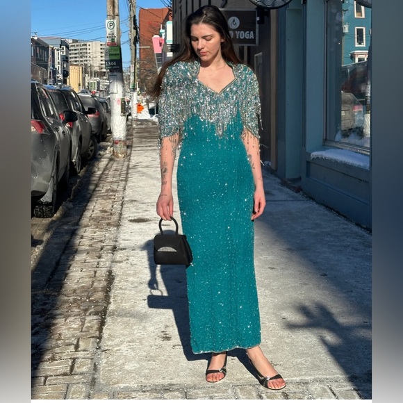 Vintage 80’s Silk Hand-Beaded Dress - Picture 6 of 8